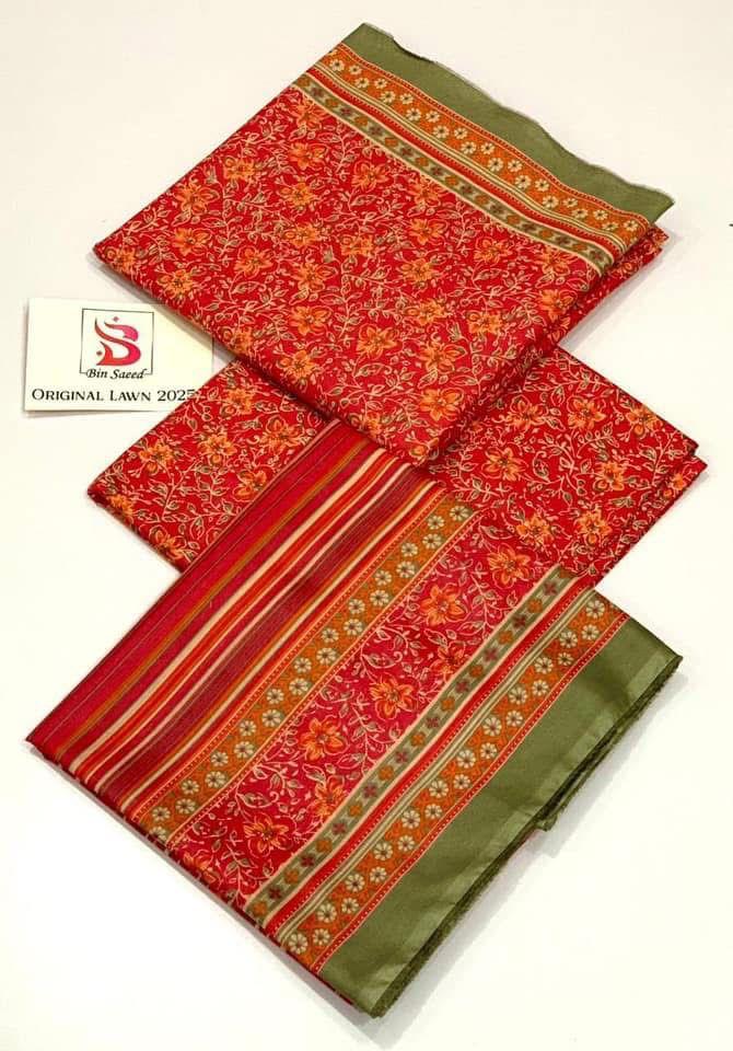 Binsaeed chikankari Lawn Unstitched 3 Piece